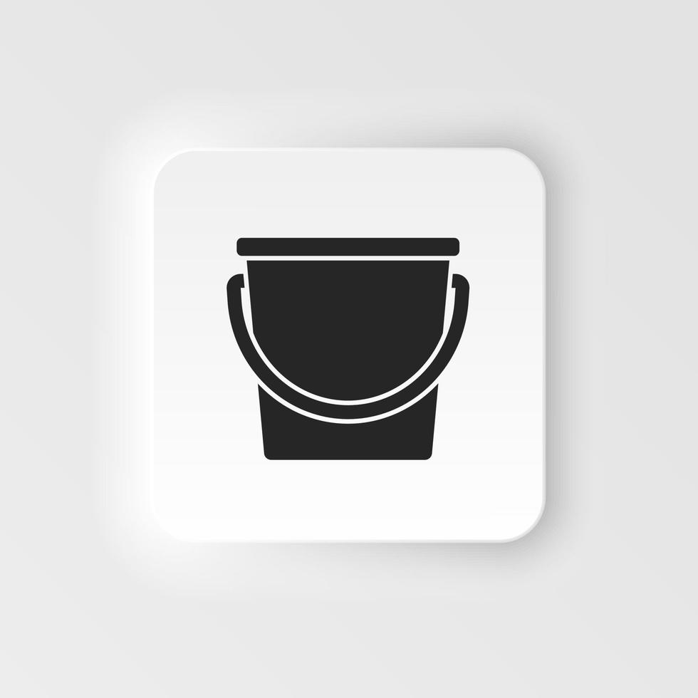 Bucket icon isolated sign symbol and flat style for app, web and digital design. neumorphic style neumorphic style vector icon illustration. Bucket, ice bucket, pail, water bucket.