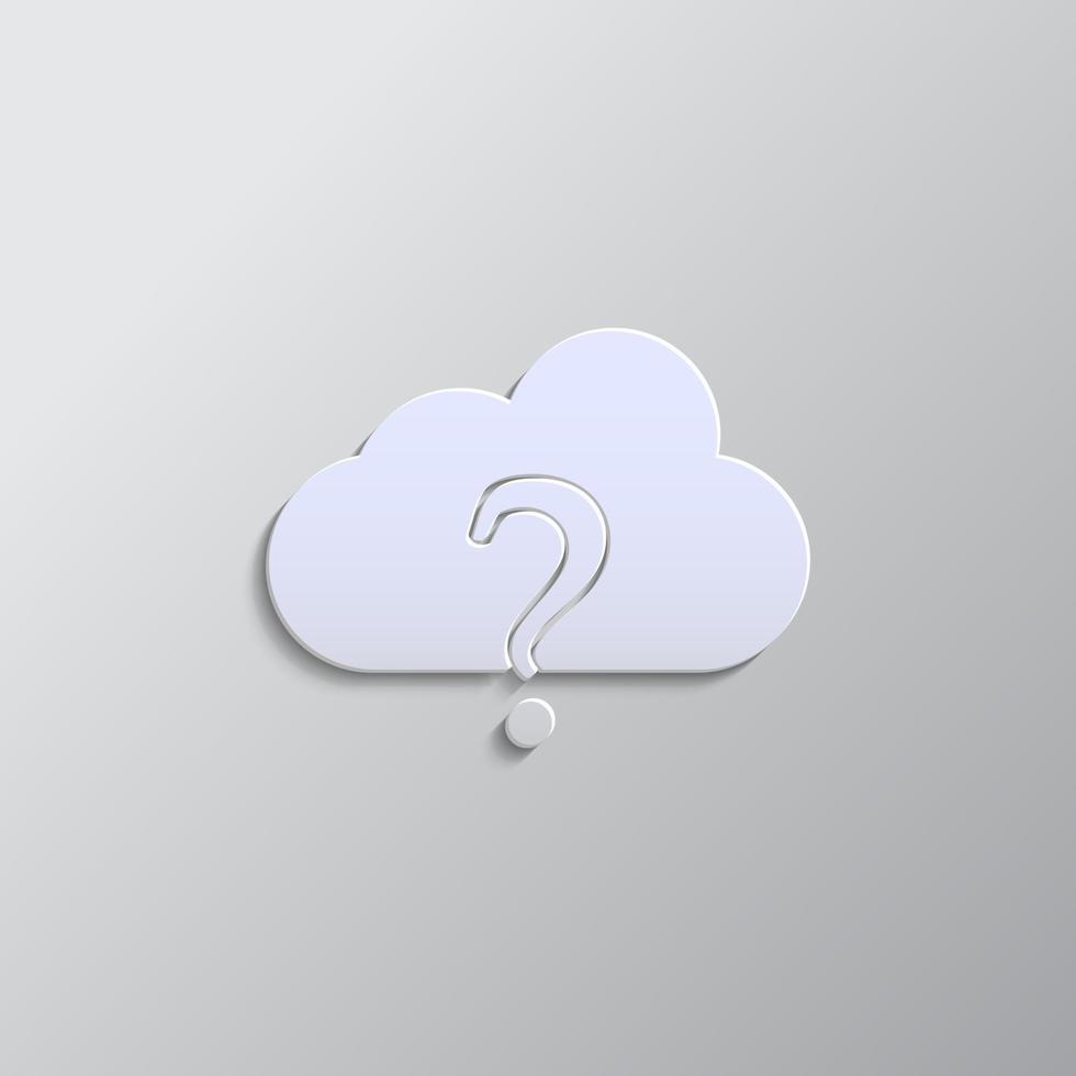 cloud faq, cloud support paper style, iocn. Grey color vector background- Paper style vector icon.