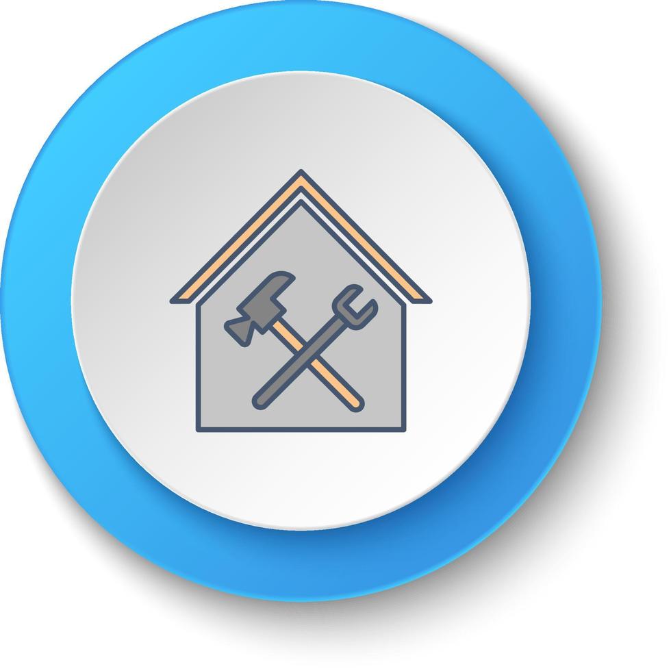 Round button for web icon, building, construction, industry, maintenance. Button banner round, badge interface for application illustration . vector