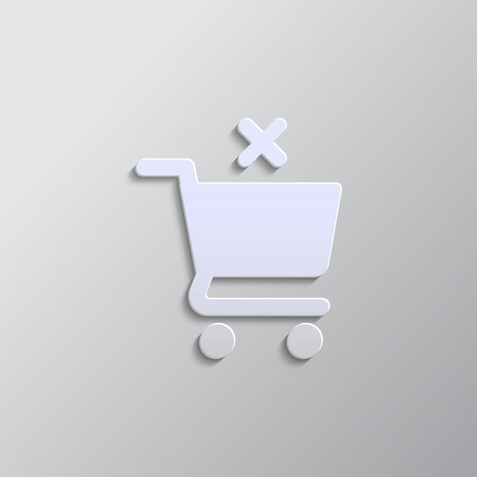Grey color vector background- Paper style vector icon, shopping, basket, remove paper style, icon