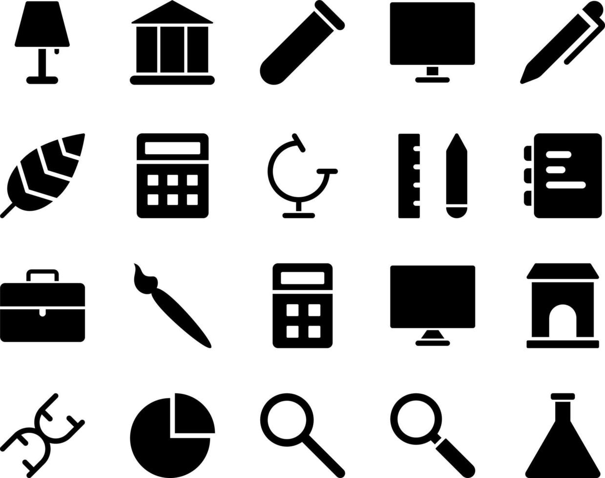 School and Education Icons set. chemical flask. Vector Illustration Set Of Simple Training Icons. Elements Presentation, Demonstration, University on white background