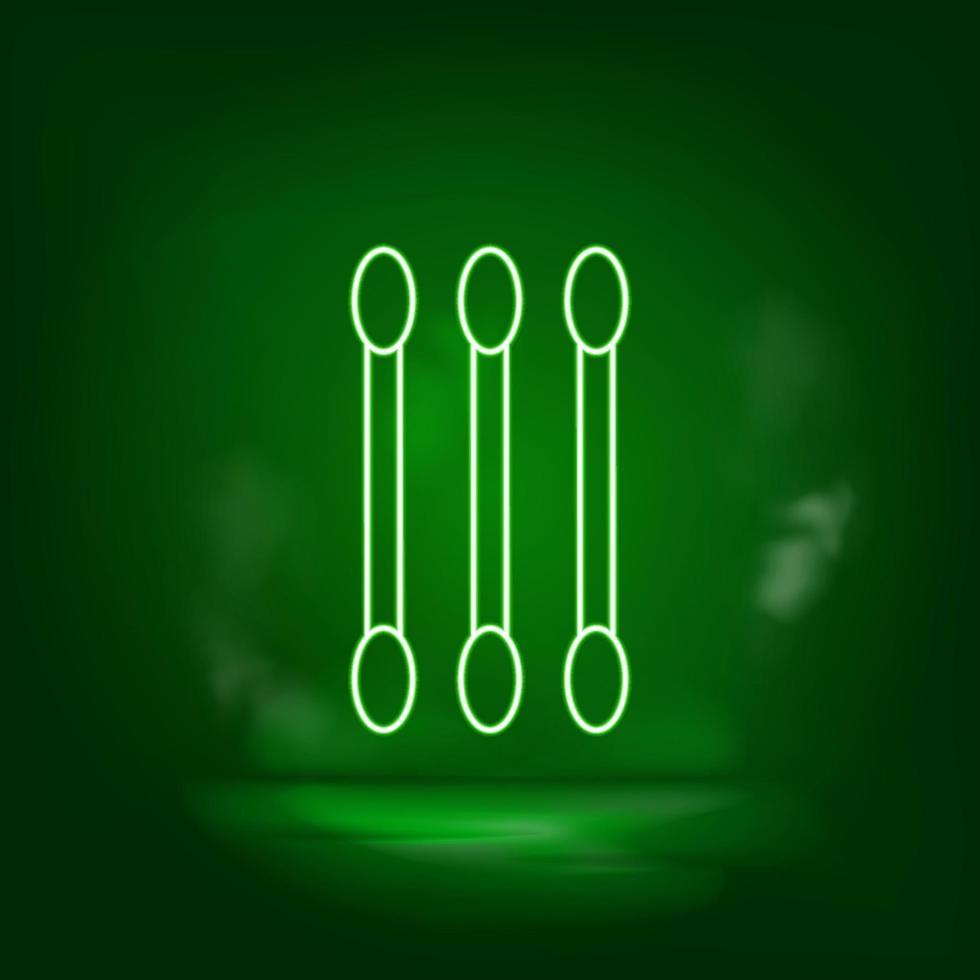 Cotton buds green neon icon - Vector. vector