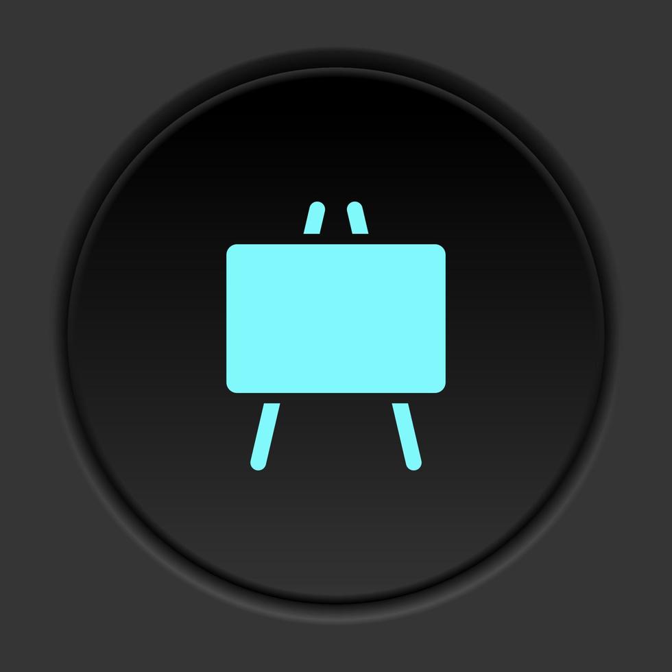 Round button icon, blackboard. Button banner round, badge interface for application illustration on dark background vector