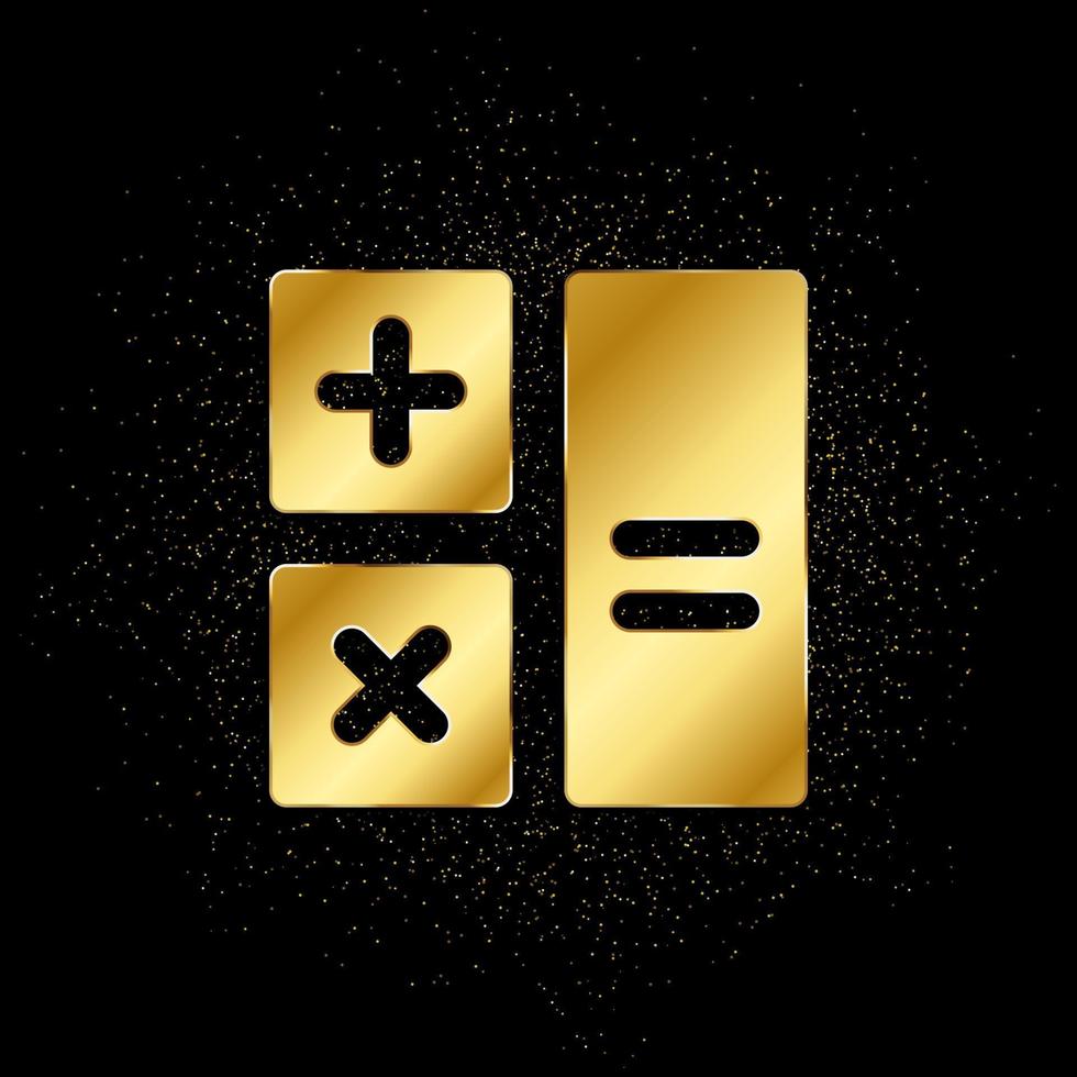 calculator gold icon. Vector illustration of golden particle background. isolated vector sign symbol - Education icon black background .