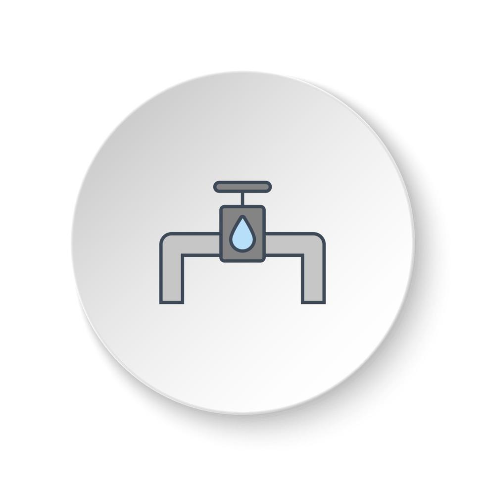 Round button for web icon, pipes, energy, water. Button banner round, badge interface for application illustration on white background vector