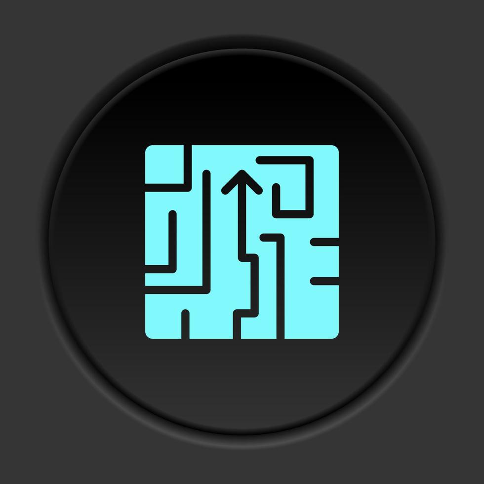 Round button icon, Chart, data, file. Button banner round, badge interface for application illustration on dark background vector