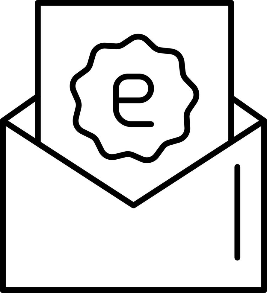 comercio electrónico correo, descuento, letra contorno vector icono