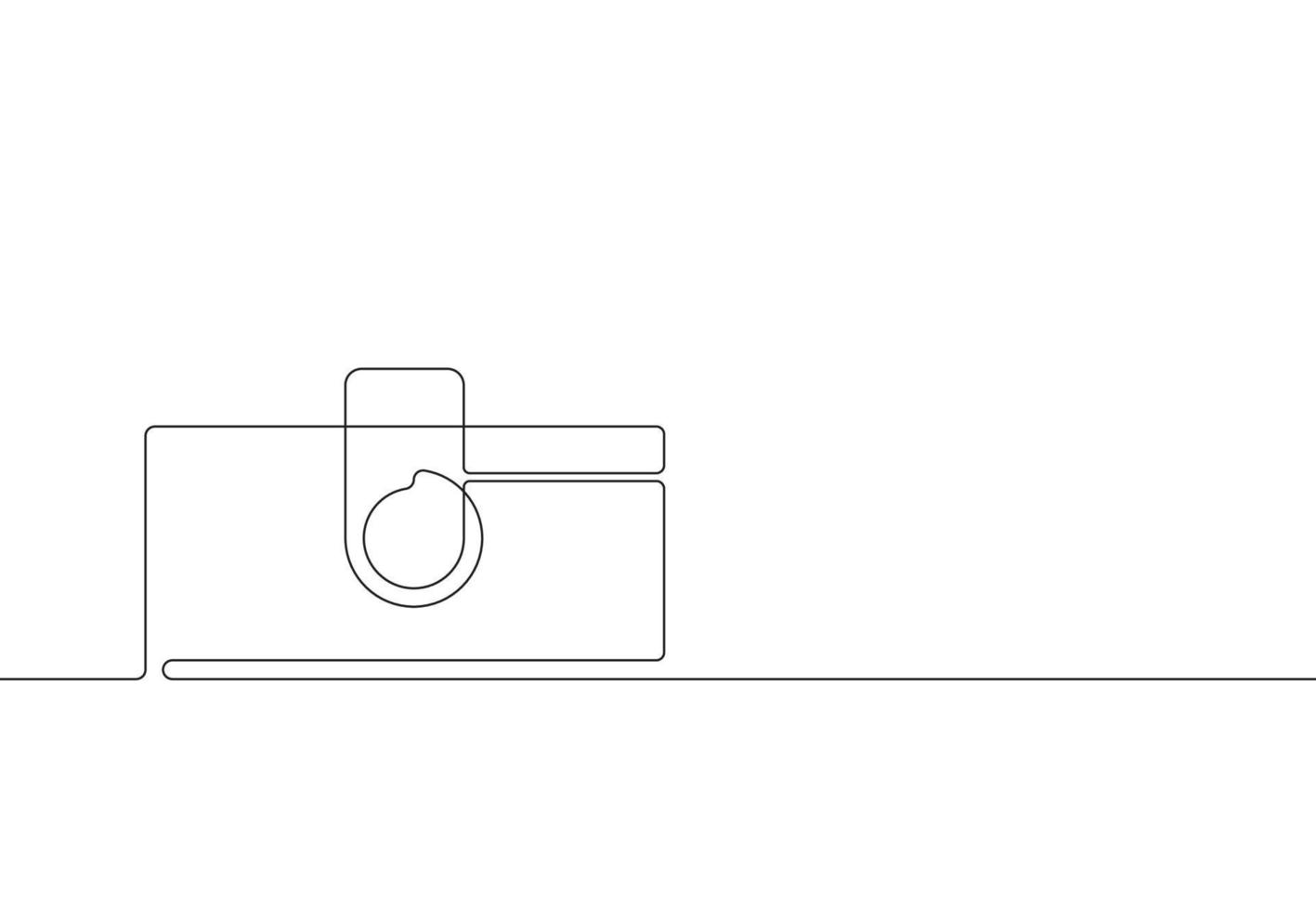 Continuous line drawing of photo camera. Vector illustration