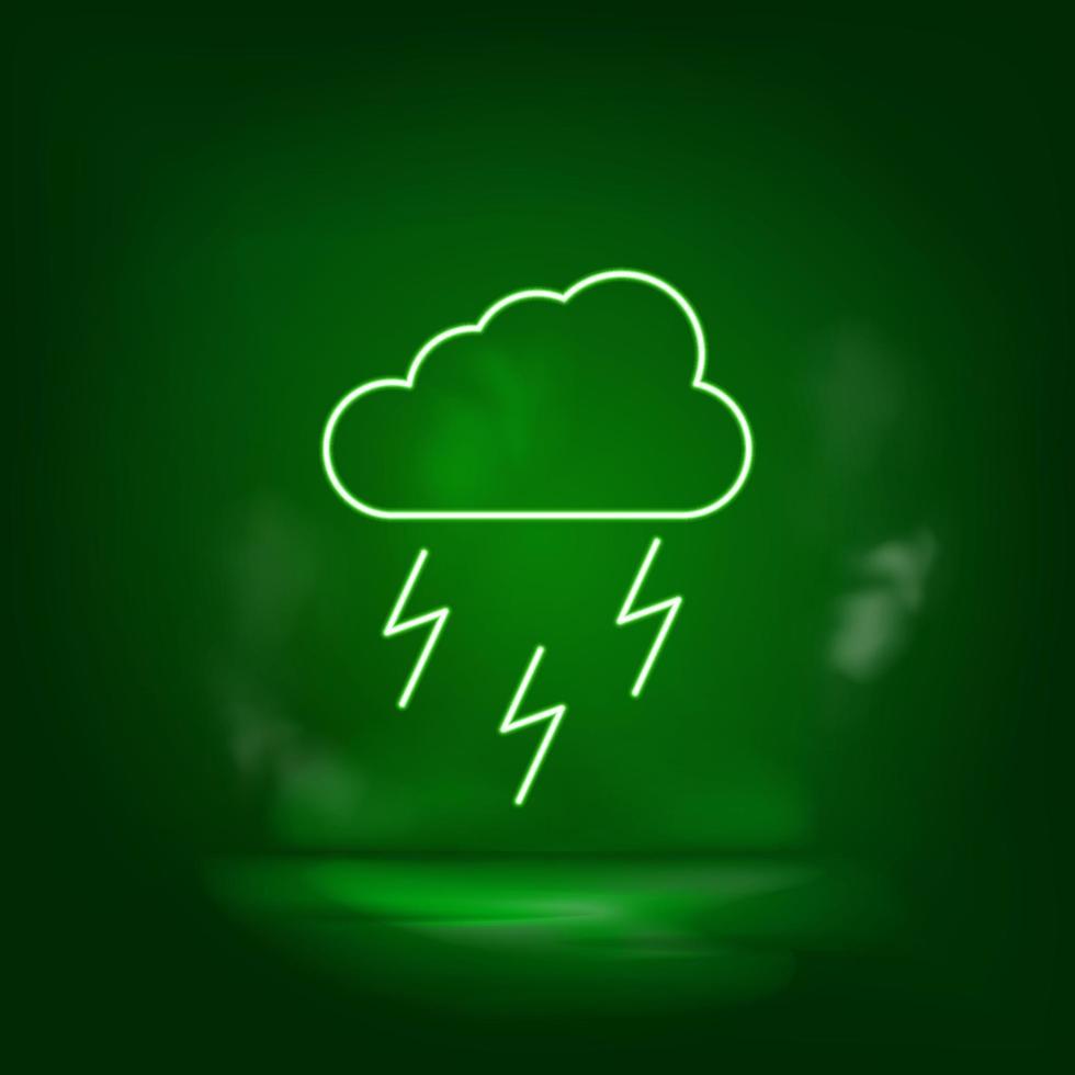 Rain, energy, lighting neon vector icon. Save the world, green neon, Green background
