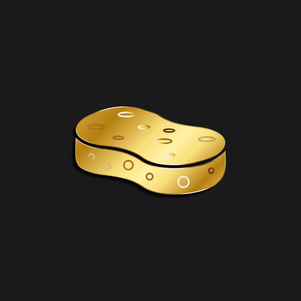 Sponge gold icon. Vector illustration of golden icon on dark background