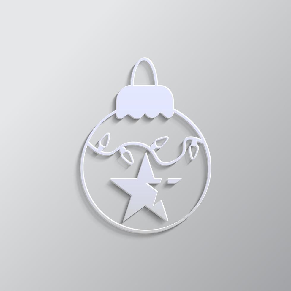 estrella, Navidad pelota papel estilo, icono. gris color vector fondo- papel estilo vector icono