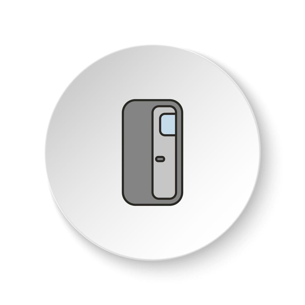redondo botón para web icono, barco, puerta, abierto, icono. botón bandera redondo, Insignia interfaz para solicitud ilustración en blanco antecedentes vector