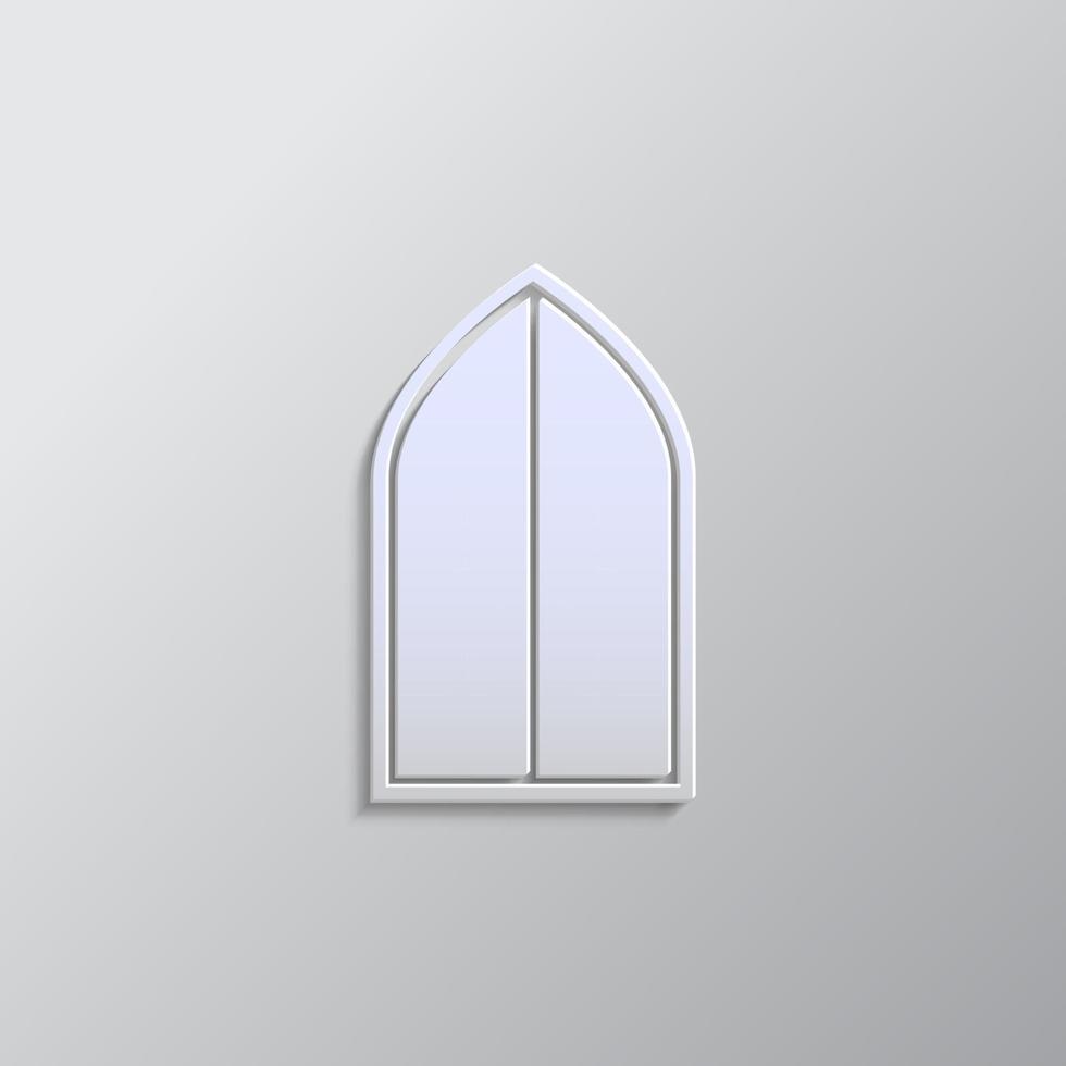 iglesia, puerta, icono papel estilo. gris color vector fondo- papel estilo vector icono