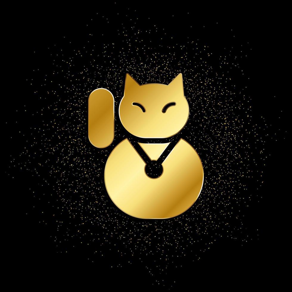 gato, suerte oro icono. vector ilustración de dorado partícula antecedentes. oro icono