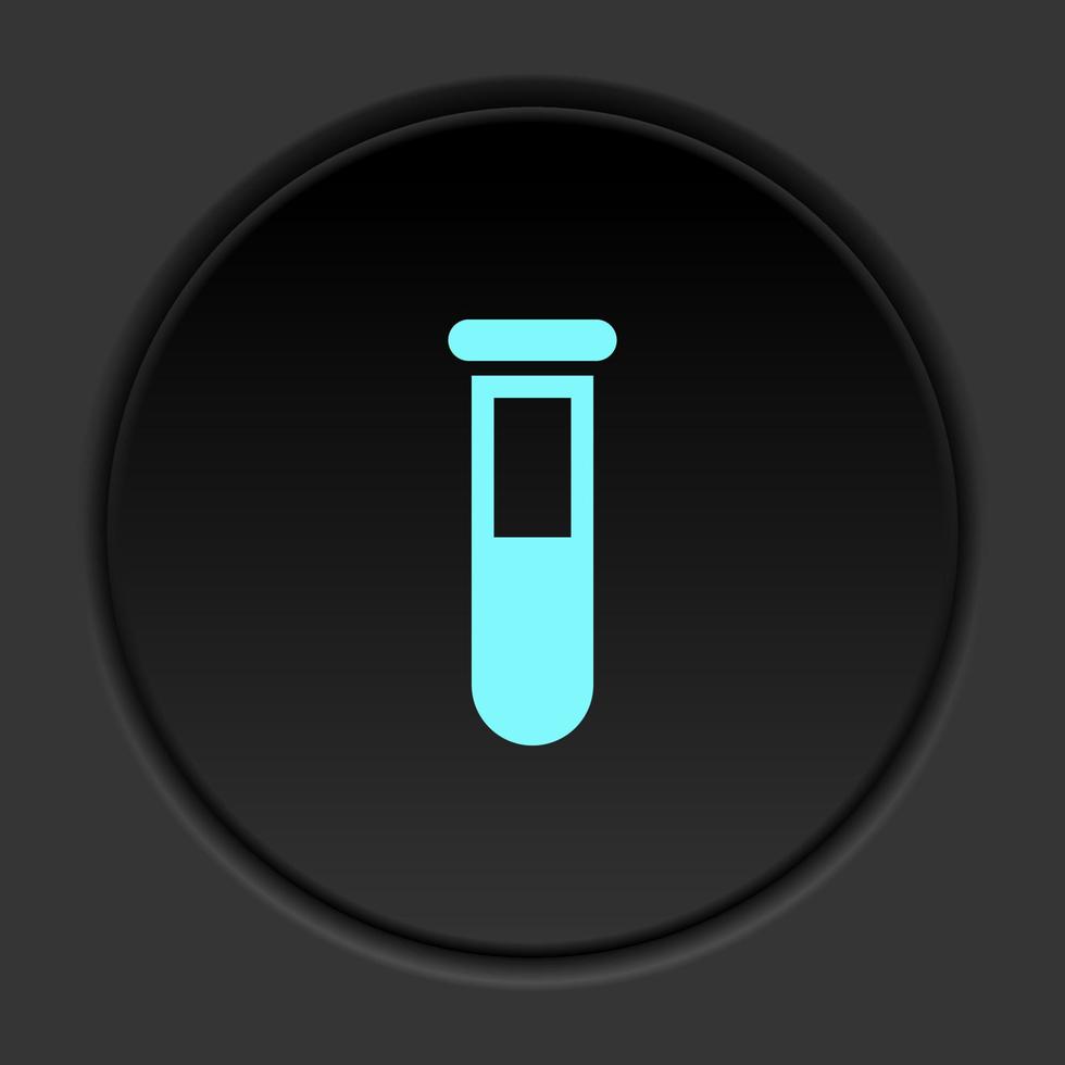 Round button icon, lab glassware. Button banner round, badge interface for application illustration on dark background vector