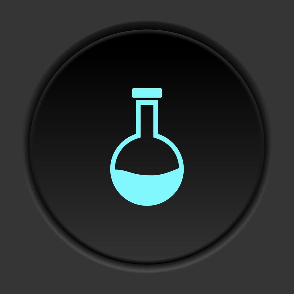 Round button icon, lab glassware. Button banner round, badge interface for application illustration on dark background vector