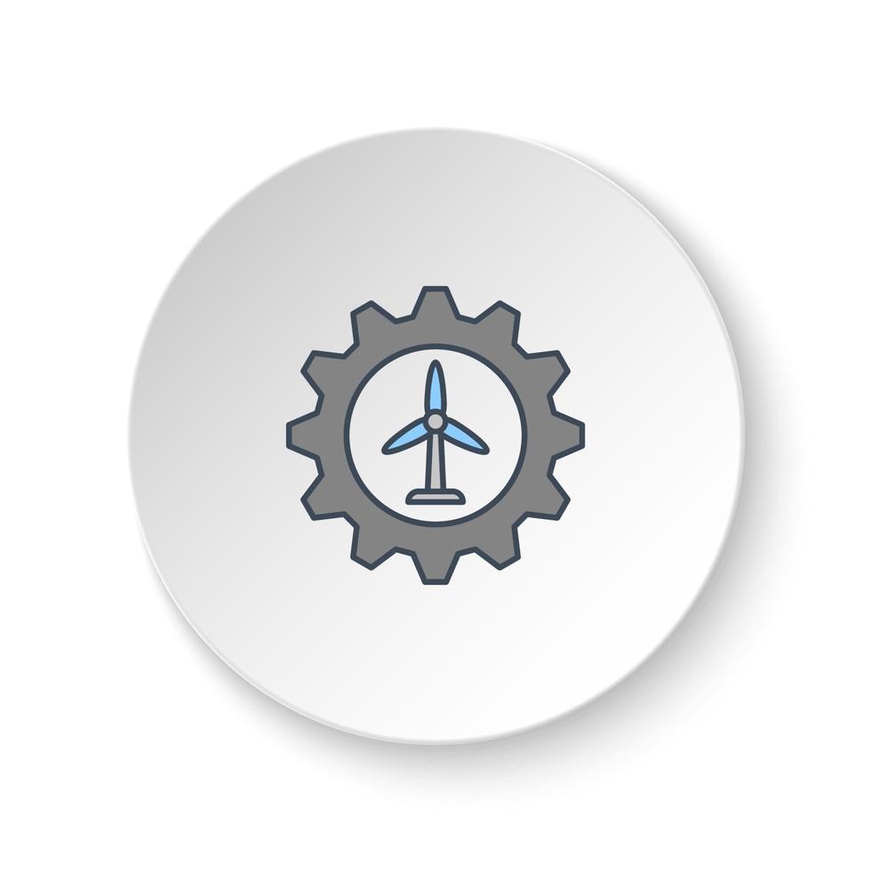 Round button for web icon, setting, wind energy, battery. Button banner round, badge interface for application illustration on white background vector