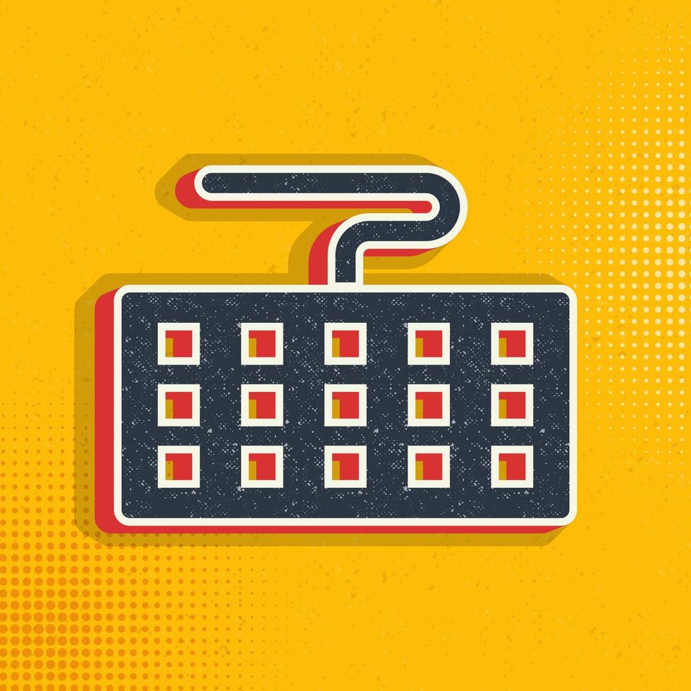 keyboard, computer pop art, retro icon. Vector illustration of pop art style on retro background