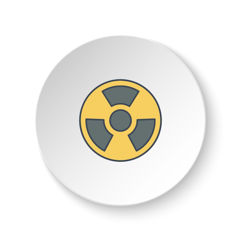 Round button for web icon, nuclear, energy. Button banner round, badge interface for application illustration on white background vector