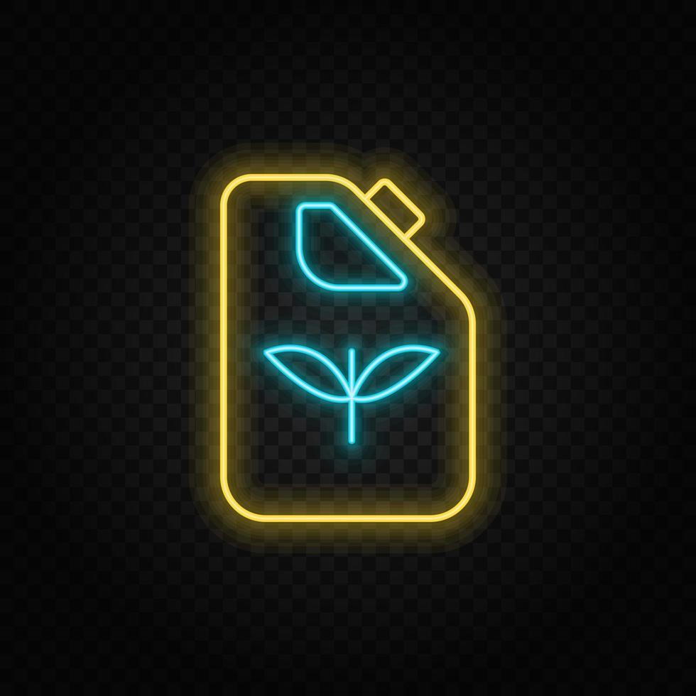 can, eco, plants, bottle neon vector icon. Blue and yellow neon vector icon. Vector transparent background