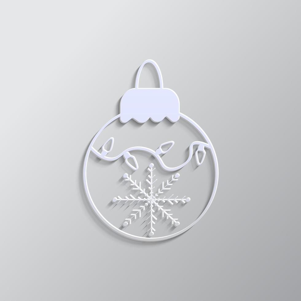 copo de nieve, Navidad, pelota papel estilo, icono. gris color vector fondo- papel estilo vector icono