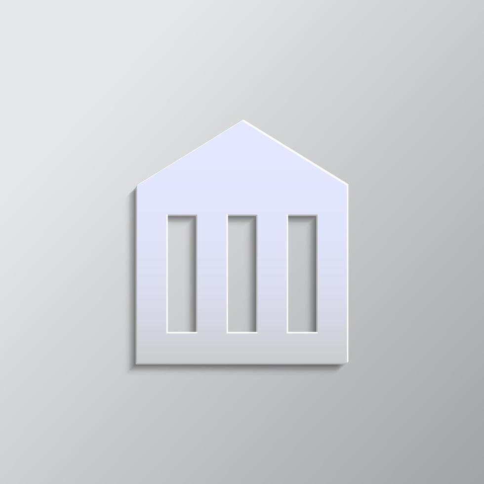 Grey color vector background- Paper style vector icon, bank, building