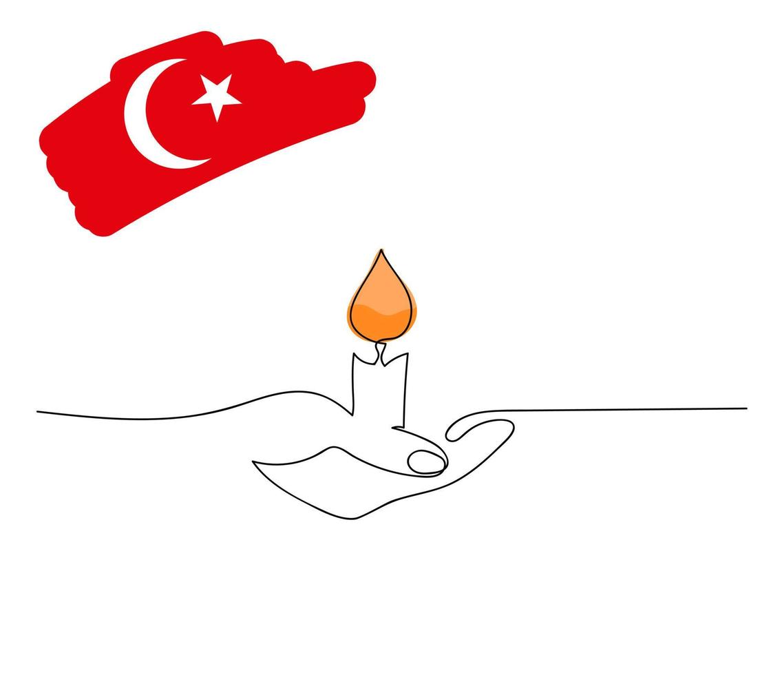 Pray for Turkey and Syria. Helping Turkey and Syria in the 2023 earthquake. Memorial candles vector
