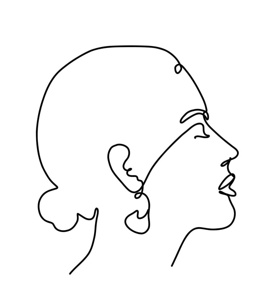 estilizado hembra rostro. moderno uno línea Arte. el concepto de hembra belleza, minimalista estilo. vector