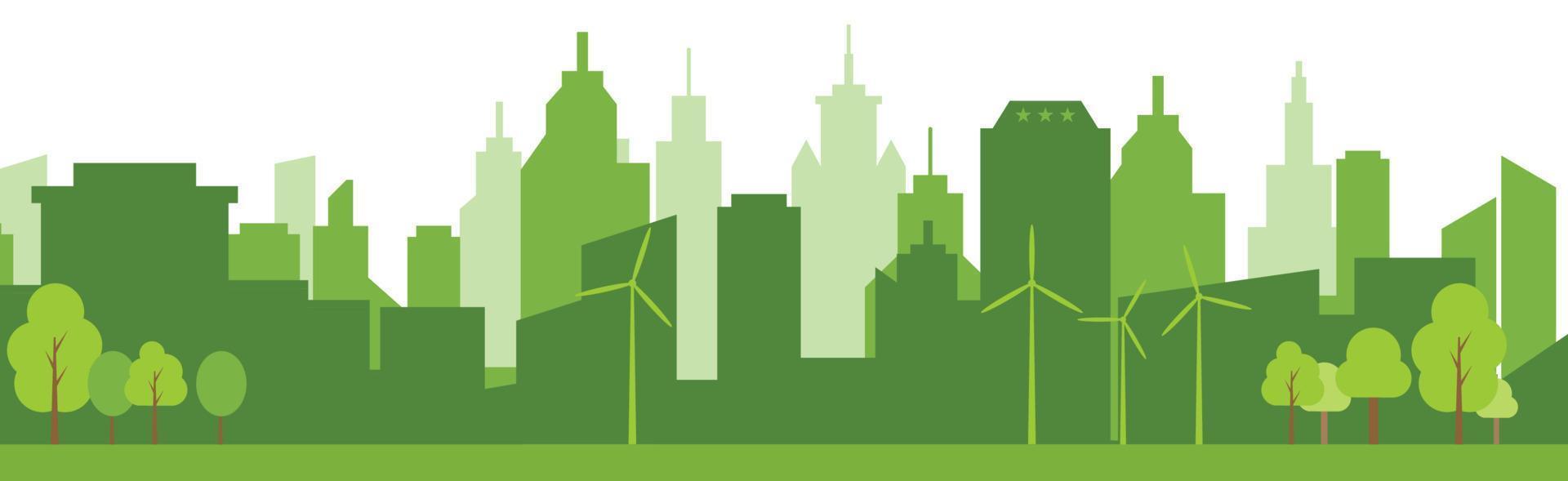 verde ciudades ayuda el mundo con Respetuoso del medio ambiente concepto ideas.vector ilustración. vector