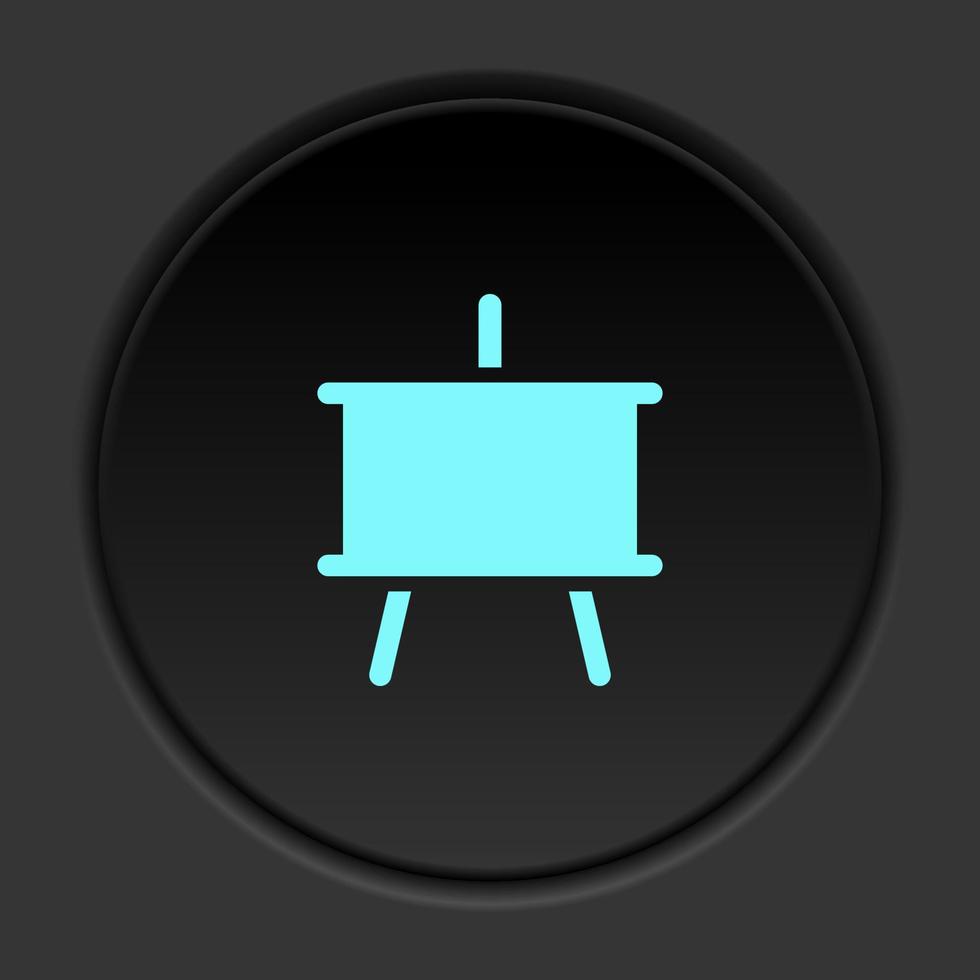 Round button icon, blackboard. Button banner round, badge interface for application illustration on dark background vector