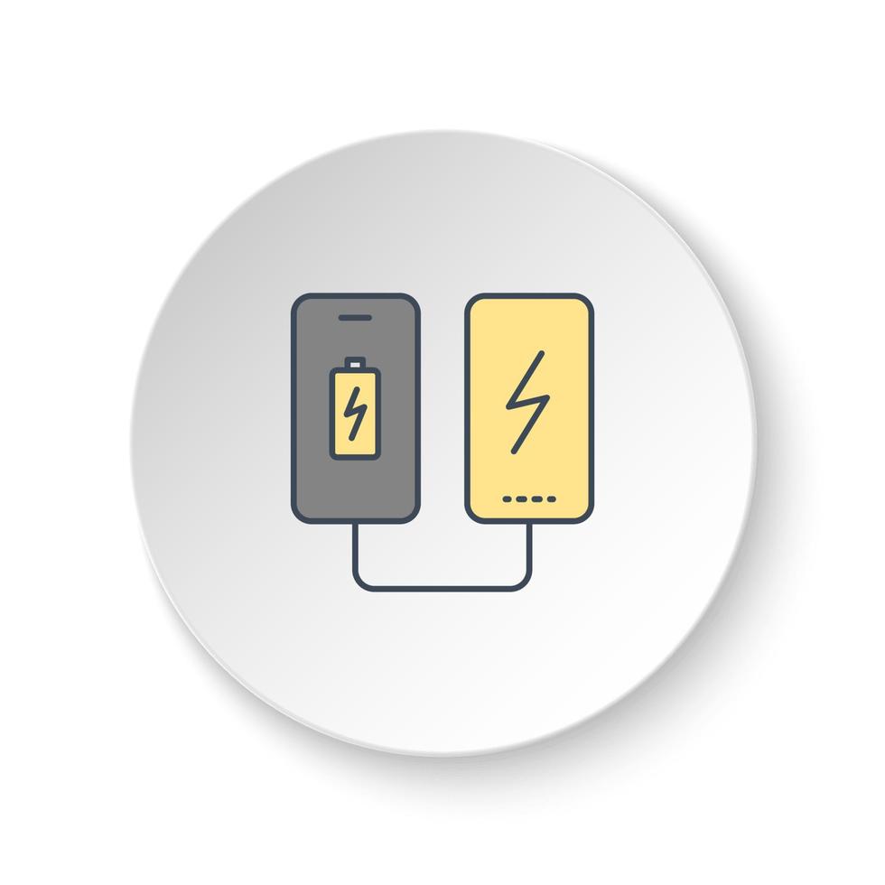 redondo botón para web icono, móvil, batería. botón bandera redondo, Insignia interfaz para solicitud ilustración en blanco antecedentes vector
