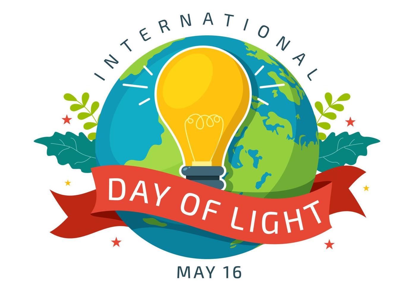 International Day of Light on May 16 Illustration to the Importance Use of Lamp in Flat Cartoon Hand Drawn for Banner or Landing Page Templates vector