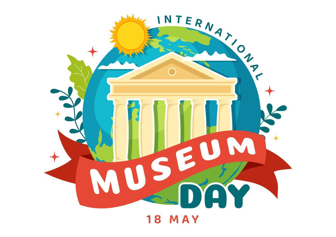 International Museum Day on May 18 Illustration with Building Gallery or Artworks in Flat Cartoon Hand Drawn for Web Banner or Landing Page Templates vector