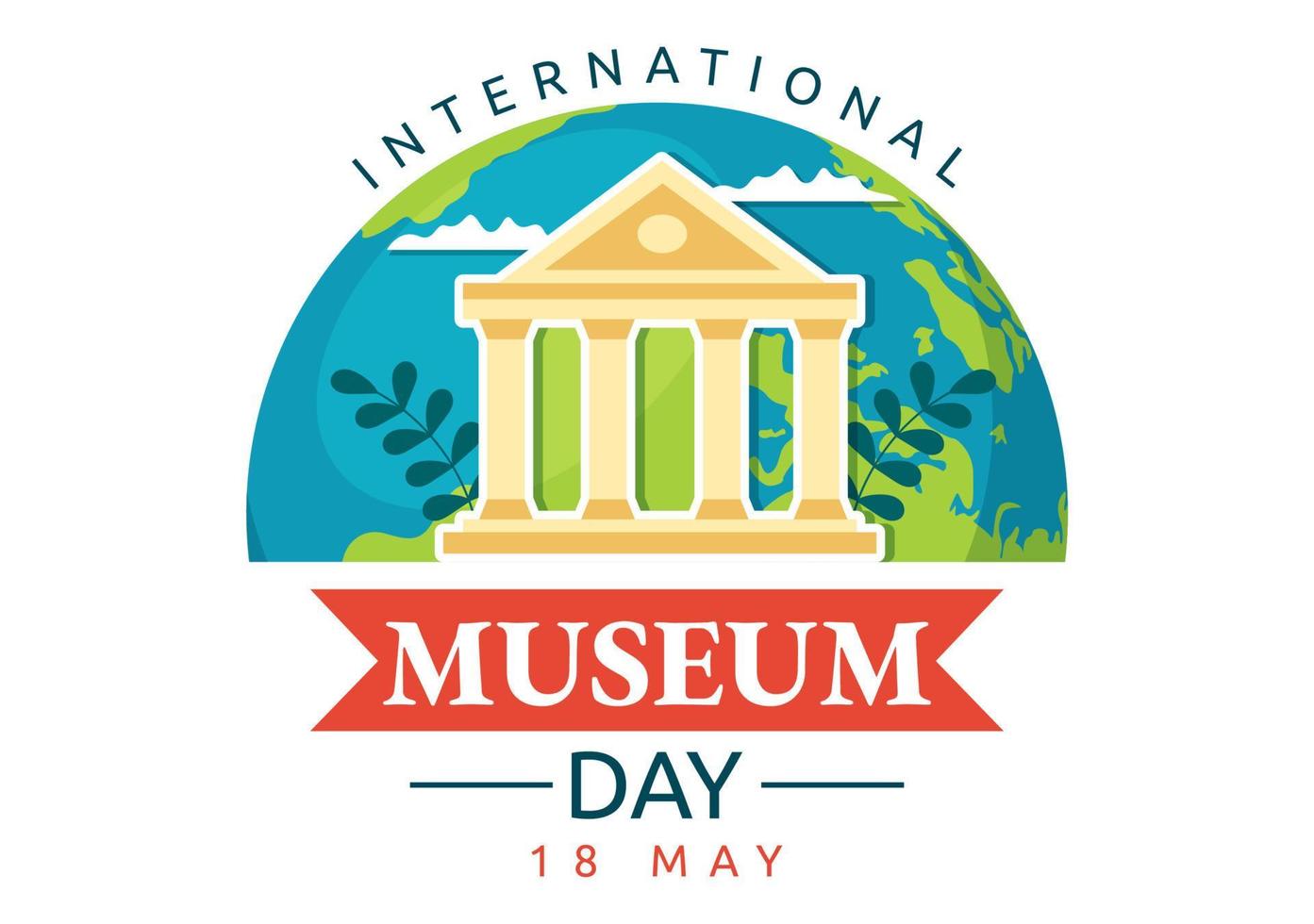 International Museum Day on May 18 Illustration with Building Gallery or Artworks in Flat Cartoon Hand Drawn for Web Banner or Landing Page Templates vector