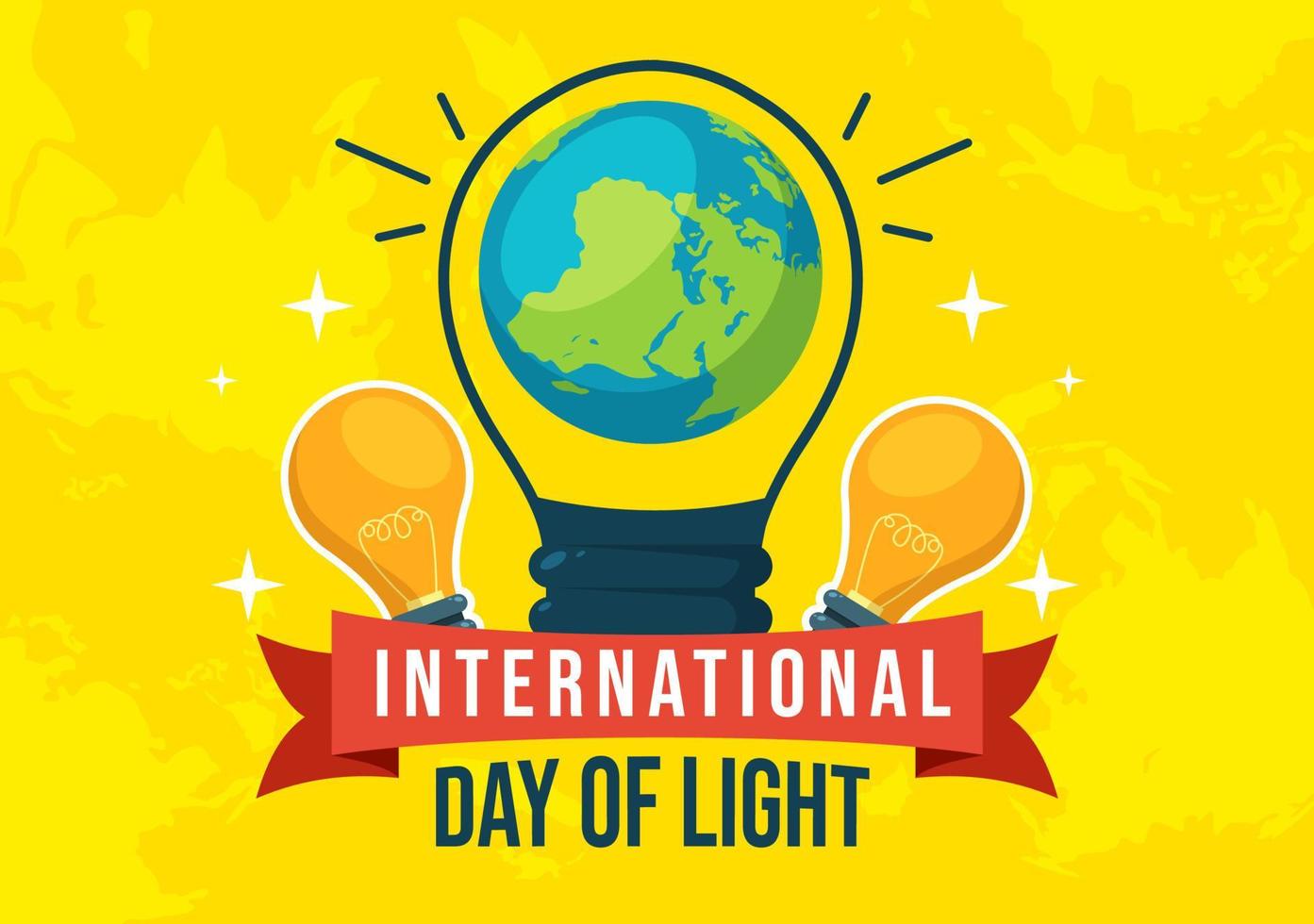 International Day of Light on May 16 Illustration to the Importance Use of Lamp in Flat Cartoon Hand Drawn for Banner or Landing Page Templates vector