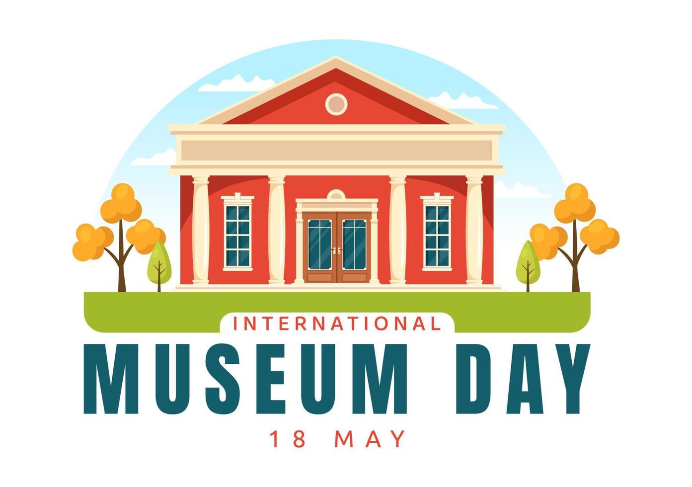 International Museum Day on May 18 Illustration with Building Gallery or Artworks in Flat Cartoon Hand Drawn for Web Banner or Landing Page Templates vector