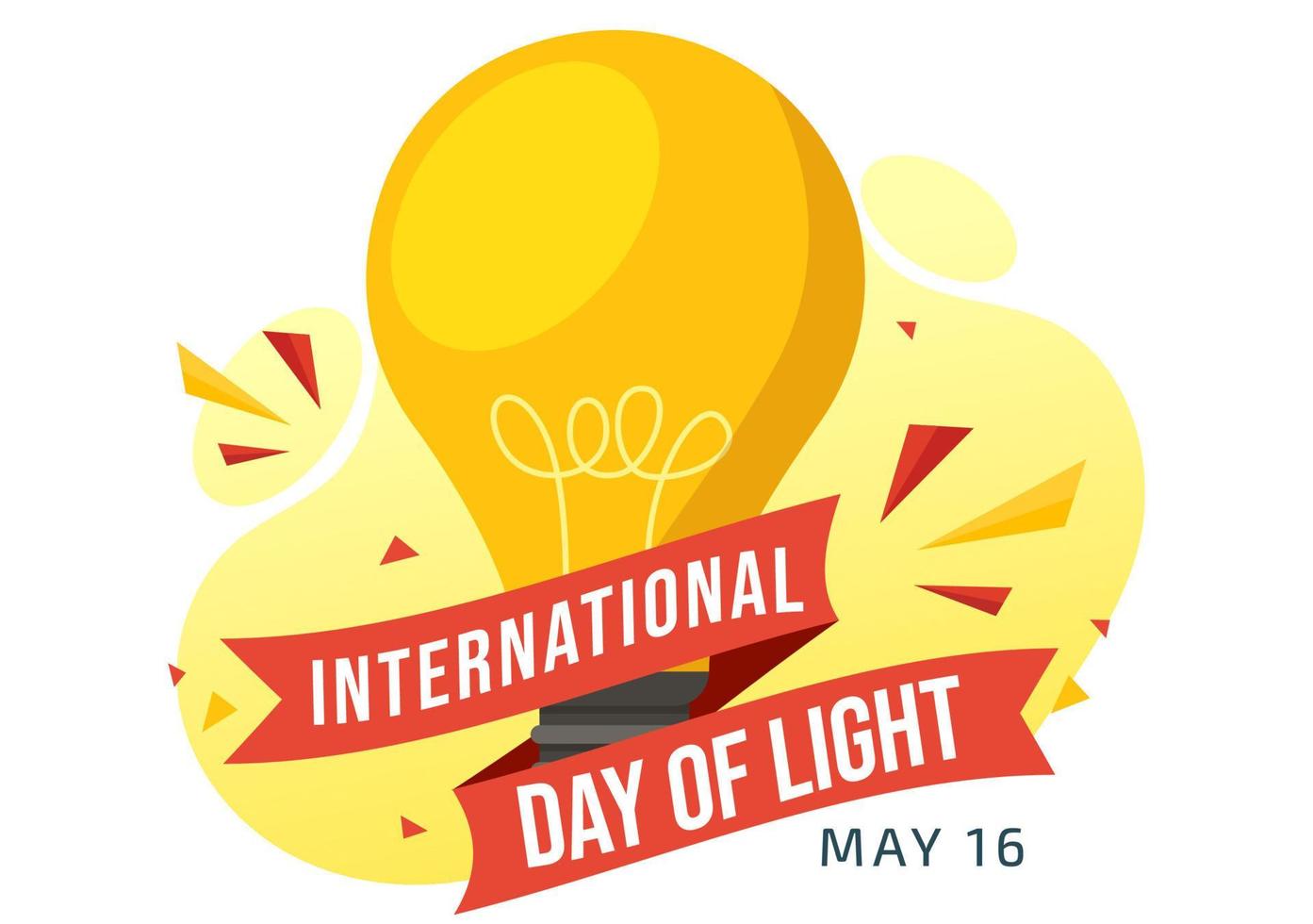 International Day of Light on May 16 Illustration to the Importance Use of Lamp in Flat Cartoon Hand Drawn for Banner or Landing Page Templates vector