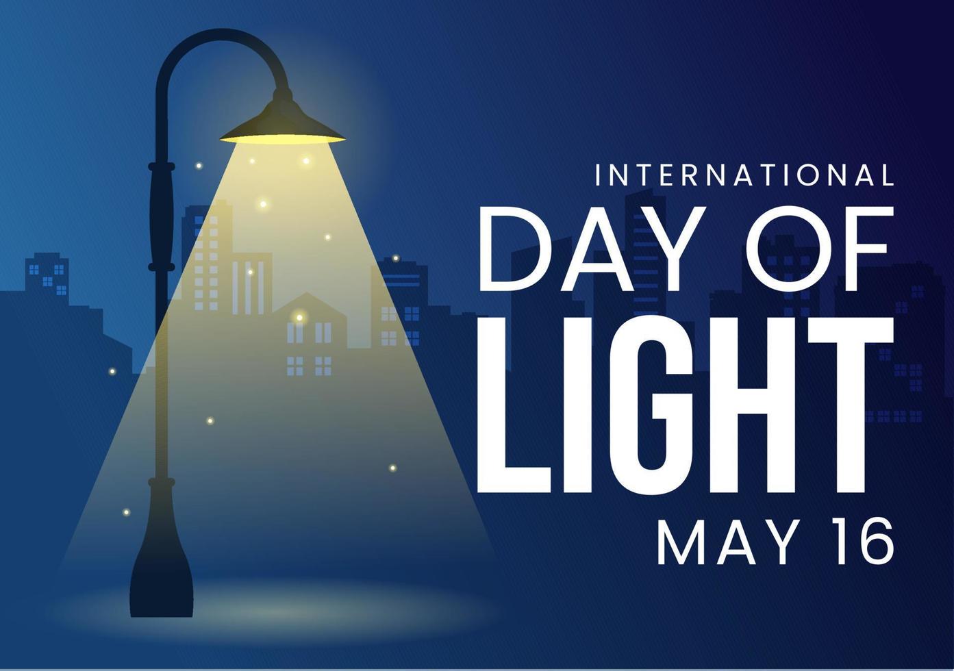 International Day of Light on May 16 Illustration to the Importance Use of Lamp in Flat Cartoon Hand Drawn for Banner or Landing Page Templates vector