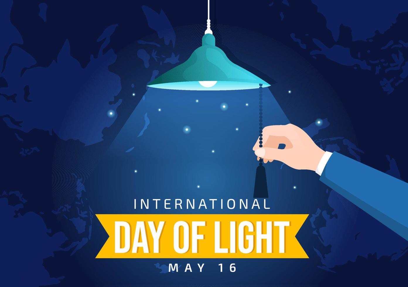 International Day of Light on May 16 Illustration to the Importance Use of Lamp in Flat Cartoon Hand Drawn for Banner or Landing Page Templates vector