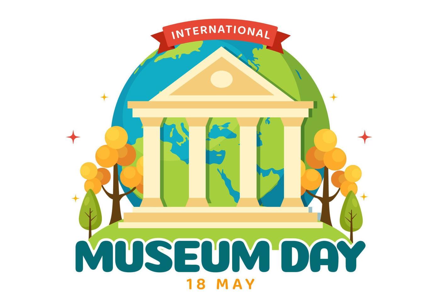 International Museum Day on May 18 Illustration with Building Gallery or Artworks in Flat Cartoon Hand Drawn for Web Banner or Landing Page Templates vector