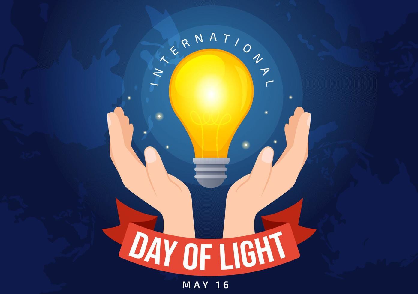 International Day of Light on May 16 Illustration to the Importance Use of Lamp in Flat Cartoon Hand Drawn for Banner or Landing Page Templates vector