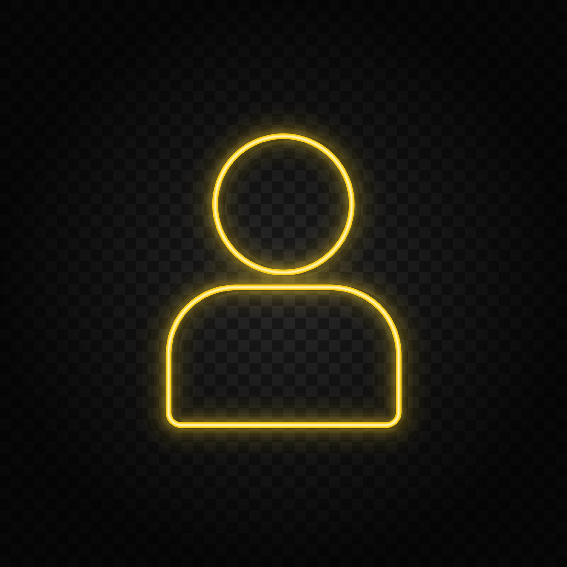 Yellow neon icon avatar. Transparent background. Yellow neon vector