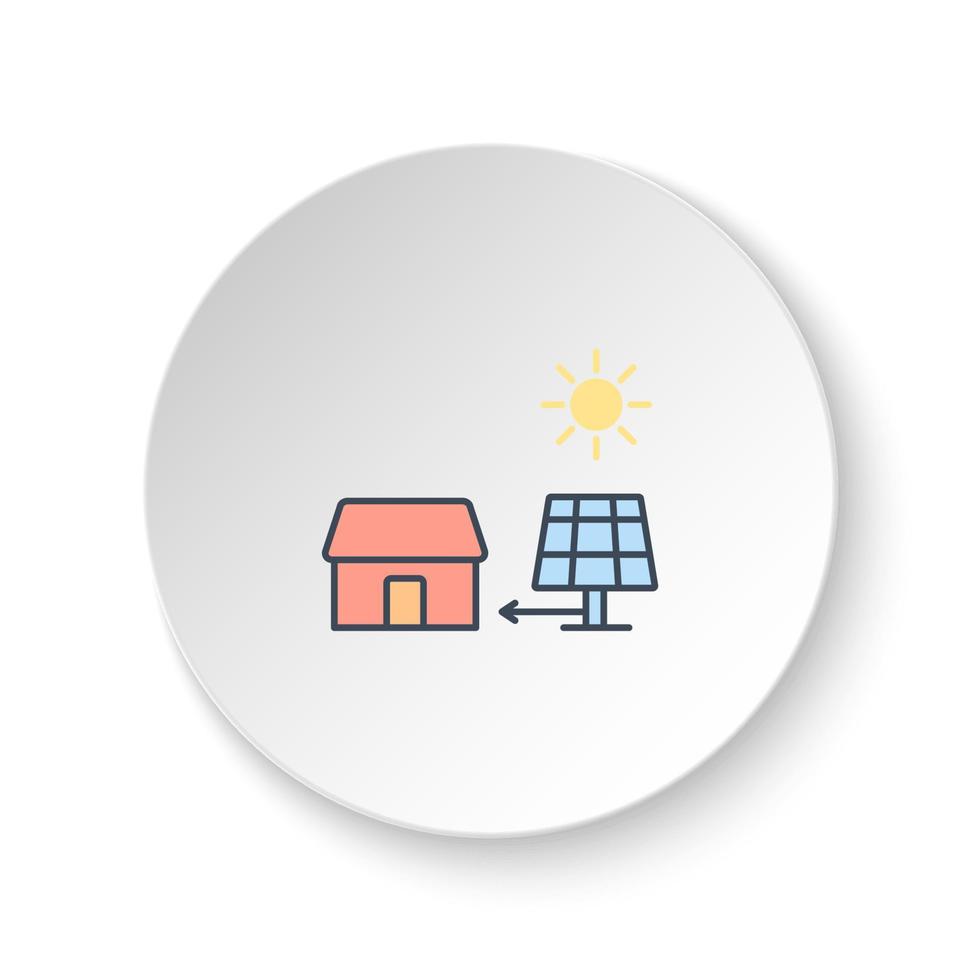 Round button for web icon, home, solar, charger. Button banner round, badge interface for application illustration on white background vector