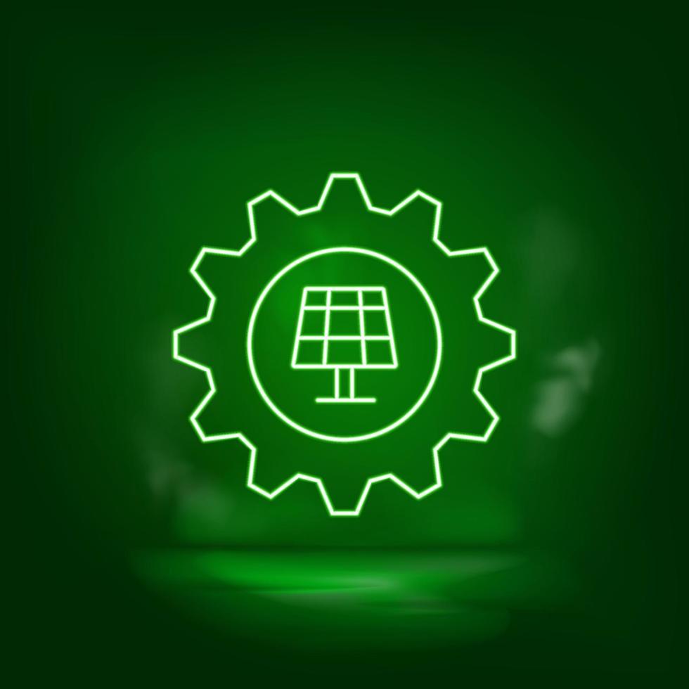 Setting, solar neon vector icon. Save the world, green neon, Green background