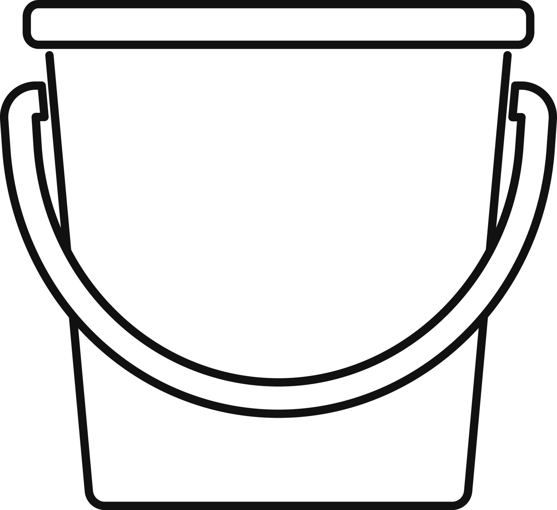 Line vector icon bucket, ice bucket. Outline vector icon on white