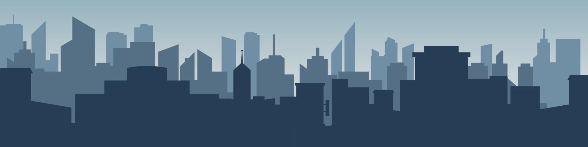 Set of cityscape background. Skyline silhouettes. Modern architecture. Horizontal banner with megapolis panorama. Building icon. Vector illustration. City silhouettes, building vector illustration