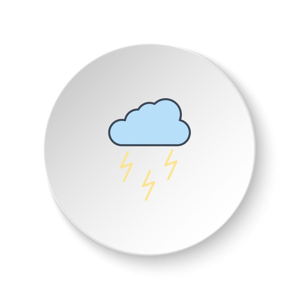 Round button for web icon, rain, energy, lighting. Button banner round, badge interface for application illustration on white background vector