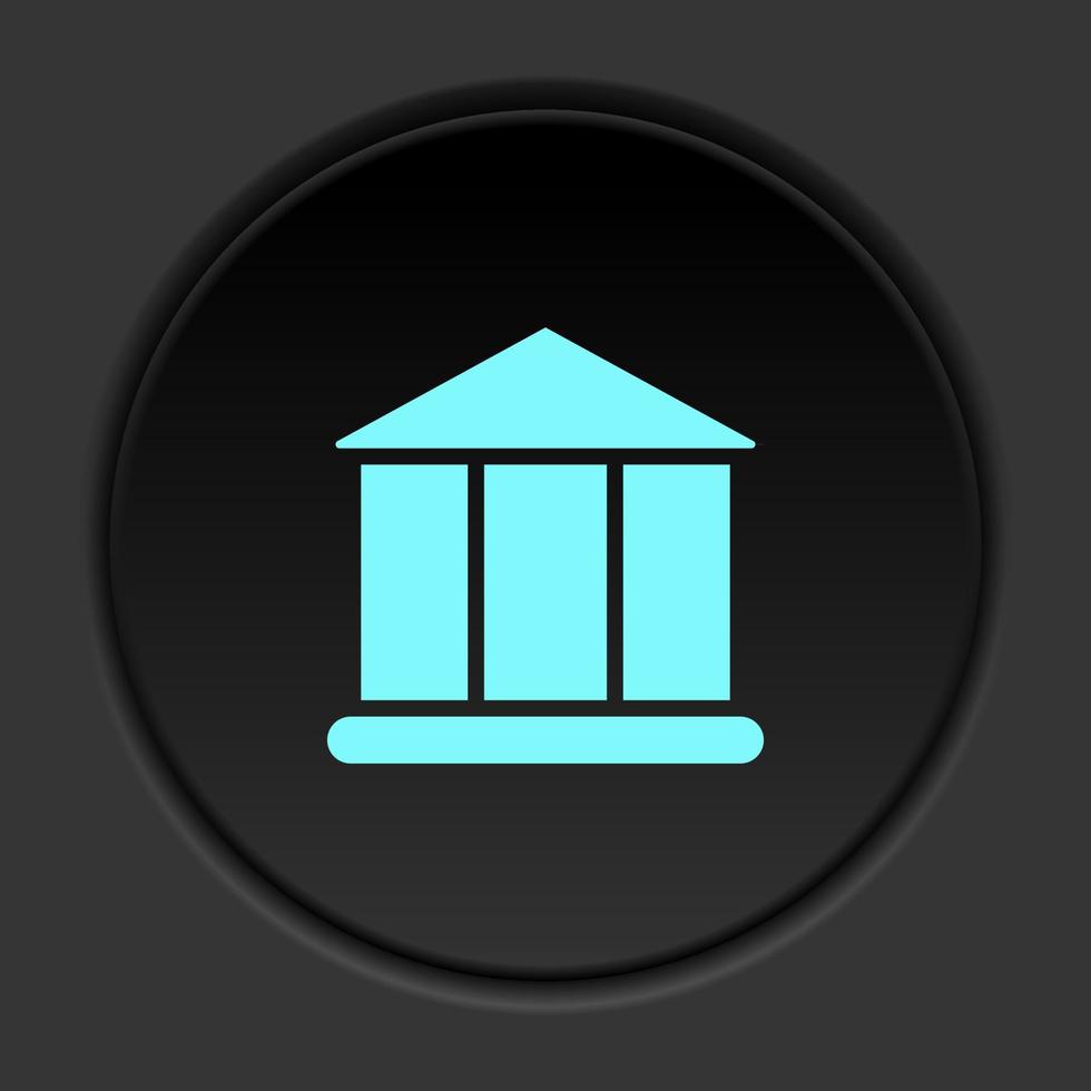 Round button icon, bank. Button banner round, badge interface for application illustration on dark background vector