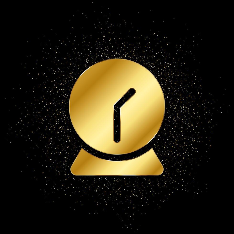 alarma, reloj oro icono. vector ilustración de dorado partícula antecedentes. aislado vector firmar símbolo - educación icono negro antecedentes .