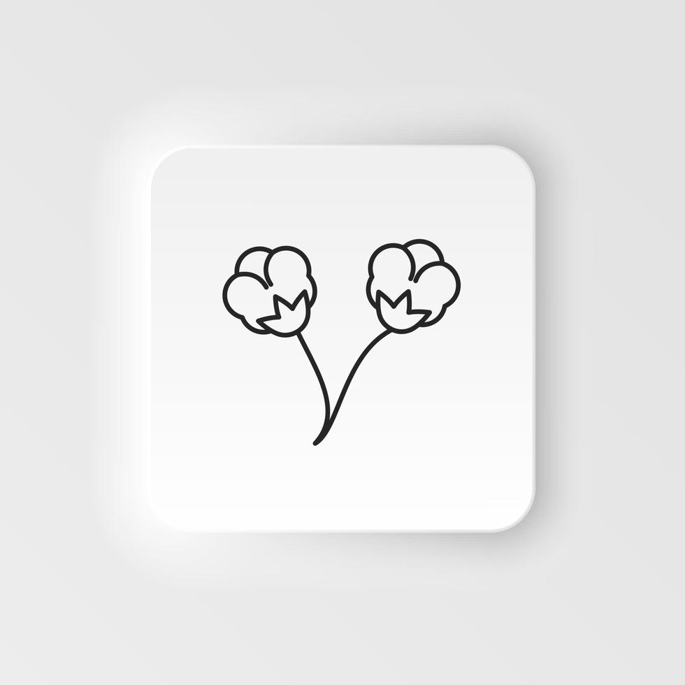 Cotton flower icon. Simple element illustration natural concept. Cotton flower icon. Neumorphic style vector icon on white background